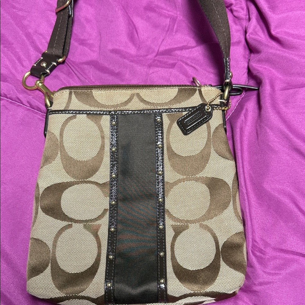 Coach Tan and Black Crossbody Bag